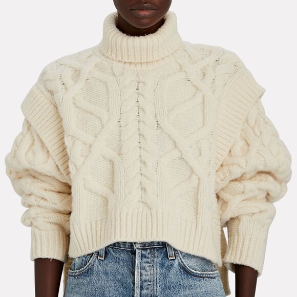 AKNVAS Bonnie Cable Knit Turtleneck Sweater, Size S - Picture 1 of 5